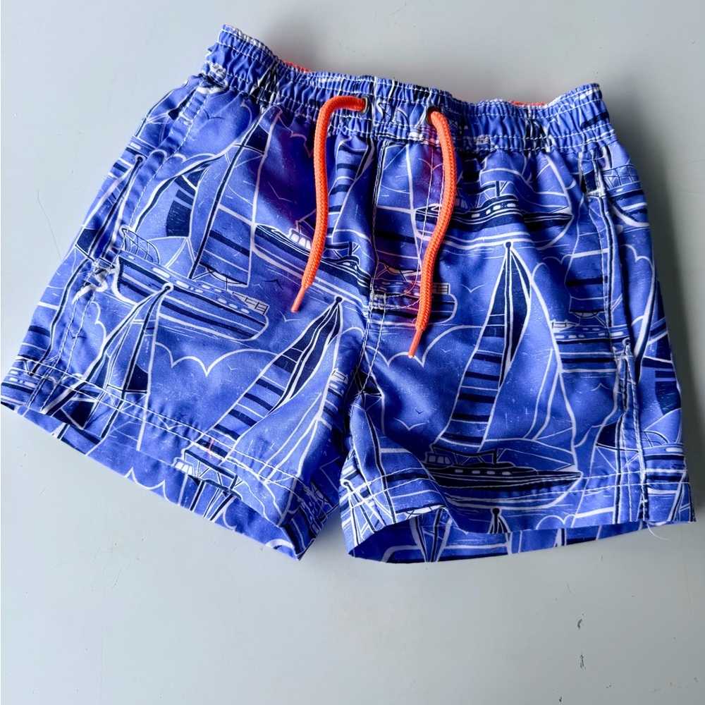 Carter's Blue Sailboat Lined Swim Shorts